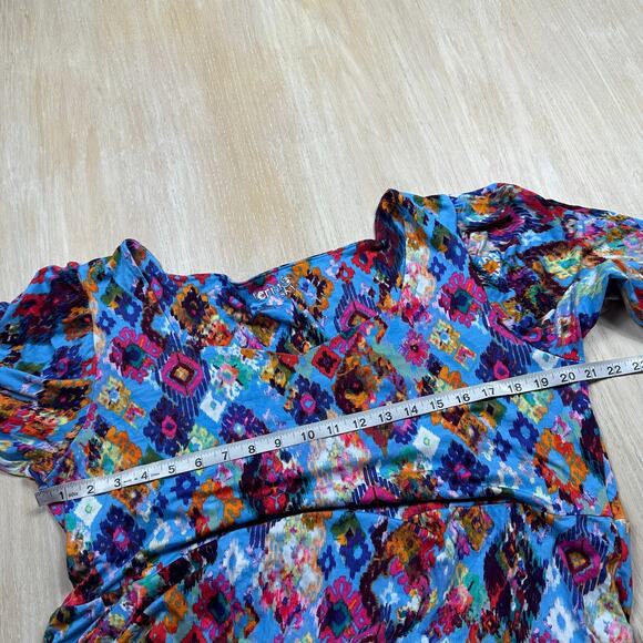 Terra & Sky Tiered Maxi Abstract Watercolor High Low Artistic Casual Dress 0X - Picture 8 of 16
